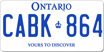 ON license plate CABK864