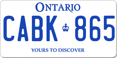 ON license plate CABK865