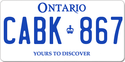 ON license plate CABK867