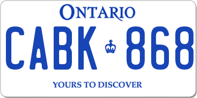 ON license plate CABK868