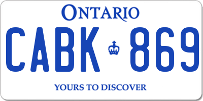 ON license plate CABK869