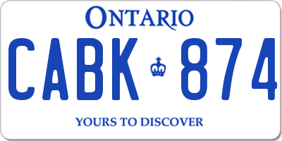 ON license plate CABK874