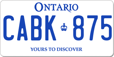 ON license plate CABK875