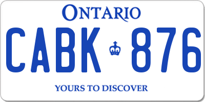 ON license plate CABK876