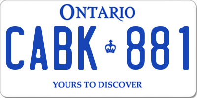 ON license plate CABK881