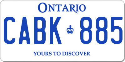 ON license plate CABK885