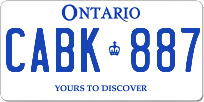 ON license plate CABK887