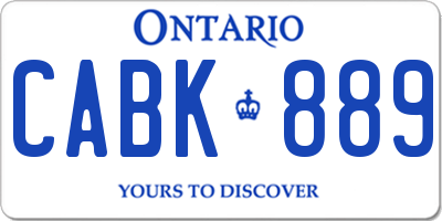 ON license plate CABK889