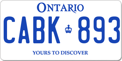 ON license plate CABK893