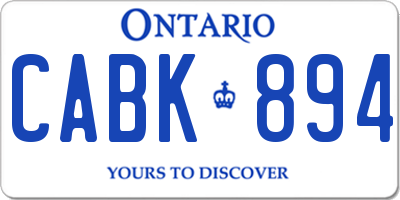 ON license plate CABK894