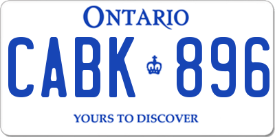 ON license plate CABK896