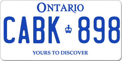 ON license plate CABK898