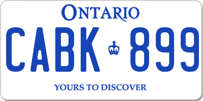 ON license plate CABK899