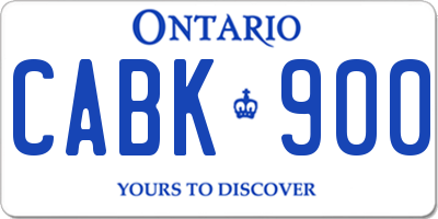 ON license plate CABK900