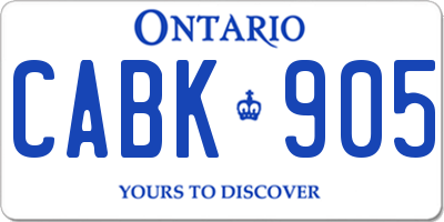 ON license plate CABK905