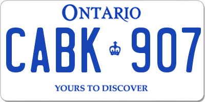 ON license plate CABK907