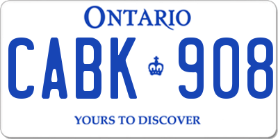 ON license plate CABK908