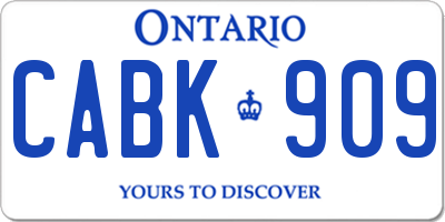 ON license plate CABK909