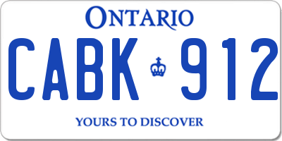 ON license plate CABK912