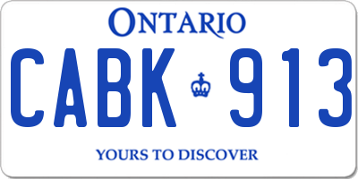 ON license plate CABK913