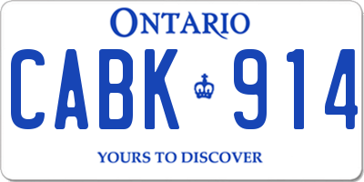 ON license plate CABK914