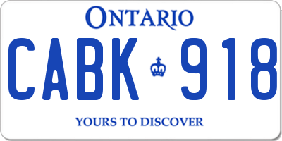 ON license plate CABK918