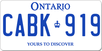 ON license plate CABK919