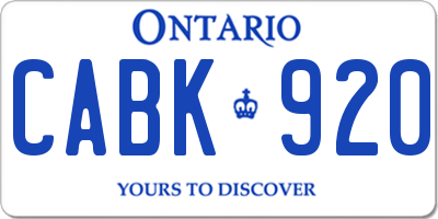 ON license plate CABK920