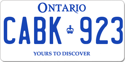 ON license plate CABK923