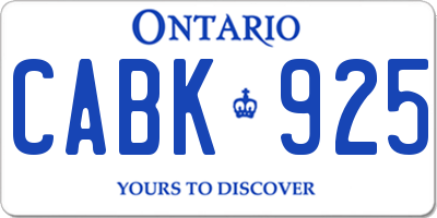 ON license plate CABK925