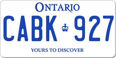 ON license plate CABK927