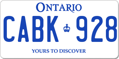 ON license plate CABK928