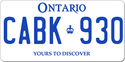 ON license plate CABK930