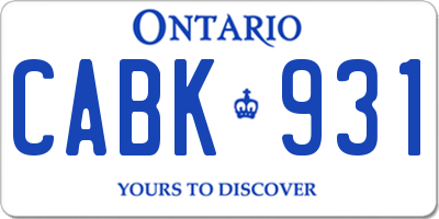 ON license plate CABK931