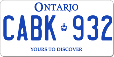 ON license plate CABK932