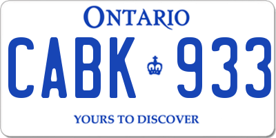 ON license plate CABK933