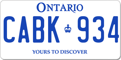 ON license plate CABK934