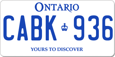 ON license plate CABK936