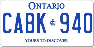 ON license plate CABK940