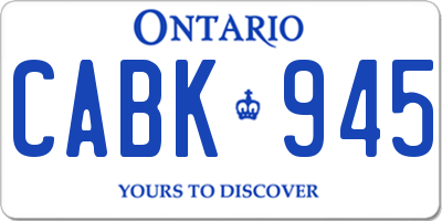 ON license plate CABK945