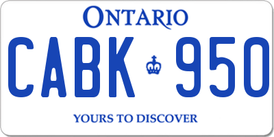 ON license plate CABK950