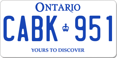 ON license plate CABK951