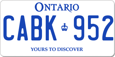 ON license plate CABK952