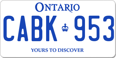 ON license plate CABK953