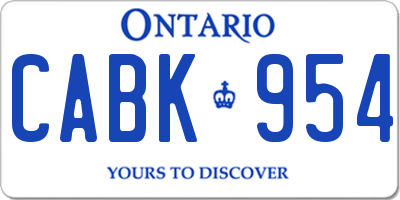 ON license plate CABK954