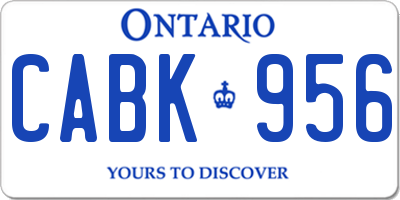 ON license plate CABK956