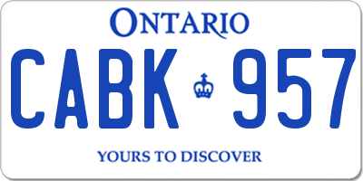 ON license plate CABK957