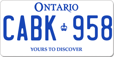 ON license plate CABK958