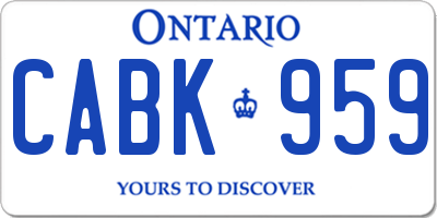 ON license plate CABK959