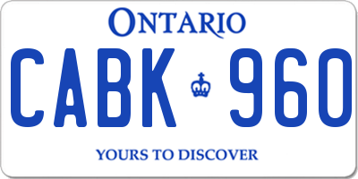 ON license plate CABK960